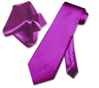 Antonio Ricci Solid Purple Necktie Handkerchief Mens Neck Tie Set 