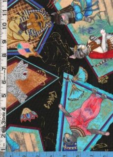 Fabric Miller Paw Prints of Egypt Egyptian Cats Very RARE