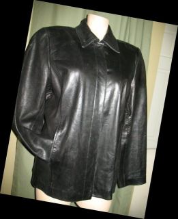 Ann Taylor Butter Soft Black Leather Jacket Coat L