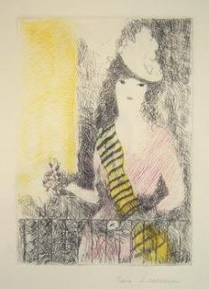 Marie Laurencin Signed 1925 Original Color Etching