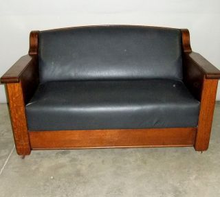   15 EMPIRE MISSION STYLE QUARTERSAWN OAK SOFA MURPHY ANTIQUE BED COUCH