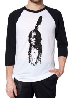   Vintage Indian Chief American Apparel BB453 3/4 Sleeve Raglan Shirt