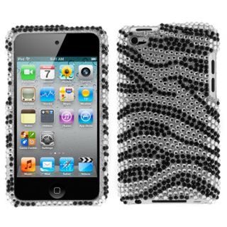   bling zebra crystal hard case snap on for apple ipod touch 4g 4th gen
