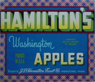 Hamiltons Vintage Apple Crate Label Wenatchee WA
