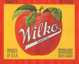 Wilko Vintage Apple Fruit Crate Label WA CA or B C