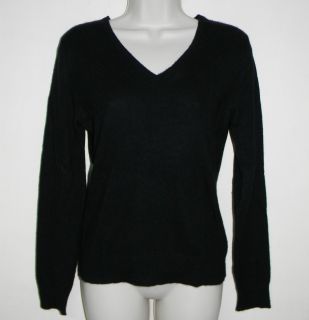 Apt 9 Womens 100% Cashmere Sweater Black V Neck Long Sleeve Soft Size 