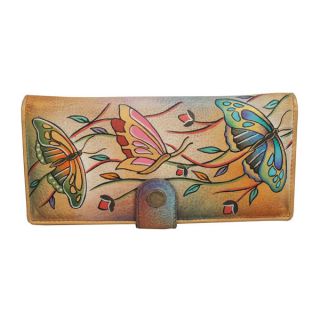 Anuschka Genuine Leather Bi Fold Hand Painted Butterflies Angel Wings 