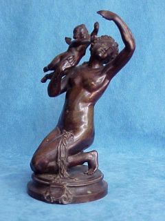 Antique Mythology APHRODITE EROS BRONZE Cupid Figure Heavy Statue