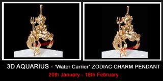 3D Aquarius Water Carrier Zodiac 24K Gold Layered Charm Pendant Life 