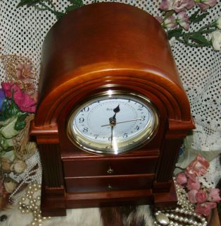 Bulova B1880 Anniston Mantle Clock Wood Jewelry Box Art