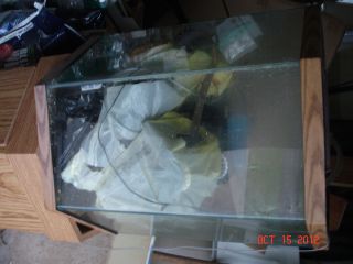 Octagon Aquarium Fish Tank with Oak Look Cabinet Stand & Trim