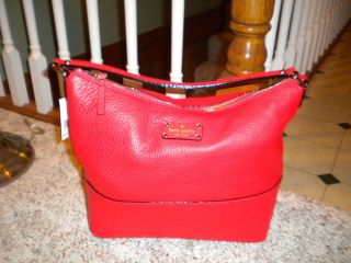 Kate Spade Grove Court Lexie Candy Apple Red Leather Handbag $295 