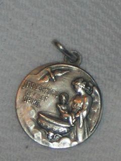 Art Nouveau Baptism Solid Silver Medal w Archangels Dove 1911