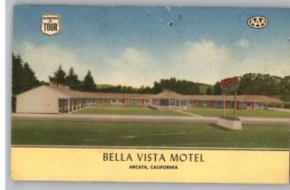 Linen Postcard Bella Vista Motel Arcata California CA