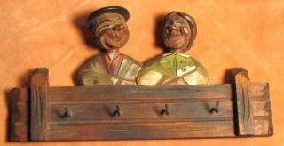 Vintage Anri Carved Wobble Headed Couple Bar Tool Rack