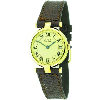 Must de Cartier Paris 925 Argent Plaque or G 20M Swiss Ladies Watch 