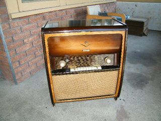 Antique Vintage Grundig Tube Radio 7005 Console Cabinet SW Germany No 
