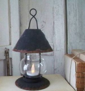 Vintage Inspired Metal French Country Candle Lantern Faux Rusty Crusty 