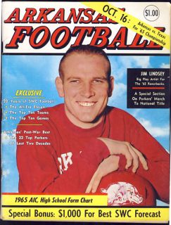 1965 Arkansas Football Magazine Jim Lindsey