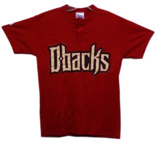 Majestic Youth Arizona Diamondbacks Crimson Henley Baseball Shirt Sz 