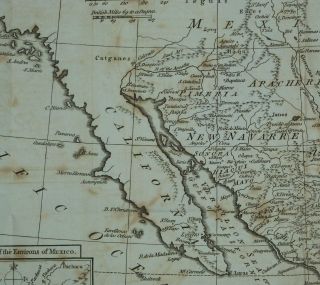   United States Mexico 1777 Kitchin Antique Copper Engraved Map