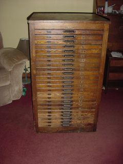 Antique Hamilton MFG Co Two Rivers 10706 Printers Oak Cabinet 24 