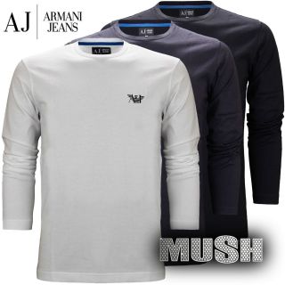 Armani Jeans Mens Eagle Logo Long Sleeve T Shirt in Black White or 