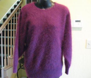 Vtg Connie A Lee Plum Soft 80% Angora Dolman Sleeve Sweater S M