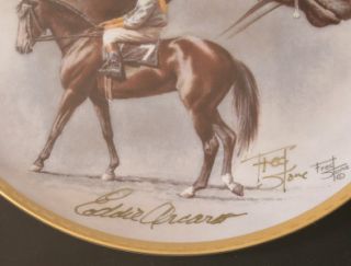 Eddie Arcaro Signed Fred Stone Up Kelso Plate Framed Le