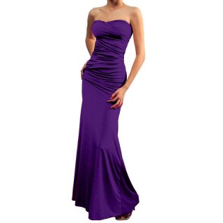 Purple Strapless Party Evening Long Maxi Gown Dress L Size