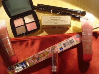 Lancome Eyeshadow Quad LOreal Lip Gloss Arden Eye Cream Makeup Bag 