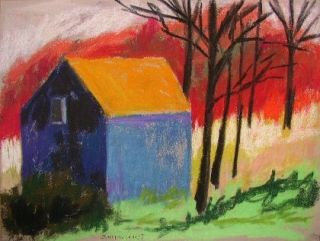 Original Barn Landscape Pastel Painting JMW Art John Williams 