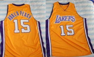   World Peace Lakers Custom Made Gold Jersey Large Ron Artest
