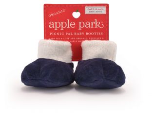 Apple Park Layette Navy Blue Organic Cotton Lamby Booties