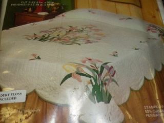 The Iris Applique Quilt Kit No 1403 Tobin 79 x 97 Stamped for 
