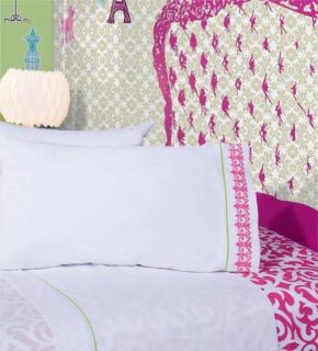   Love White Aqua Fuchsia Comforter Sheet Bedding Set Queen + Curtains