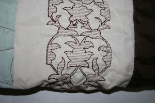 Ashbery King Comforter Set Aqua Blue Ivory Cream Brown Embroidered PEM 