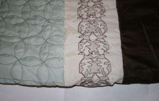 Ashbery King Comforter Set Aqua Blue Ivory Cream Brown Embroidered PEM 