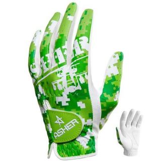 Asher Lime Camo Golf Glove 3 Pack Ladies Medium