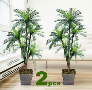 Two 6 Cycas w 5 Head Artificial Palm Trees Silk Plants