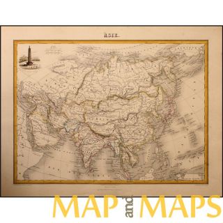 Asia Turkestan Hindustan Japan Siam Russia Antique Atlas Map by Migeon 
