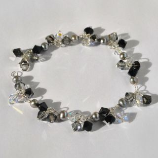   Sterling Silver Pearls & Swarovski Crystals Artisan Bracelet