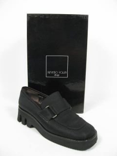 Armando Pollini Black Canvas Loafers Shoes 5 5 in Box