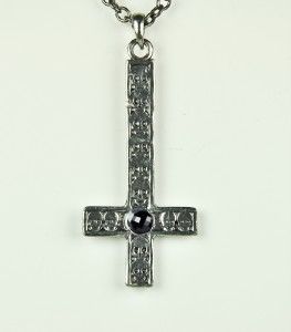 Inverted Skull Cross Necklace Black Metal Occult Death