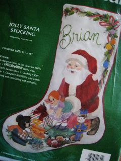 Crewel Stitchery Embroidery Christmas Stocking Kit Jolly Santa Marchie 
