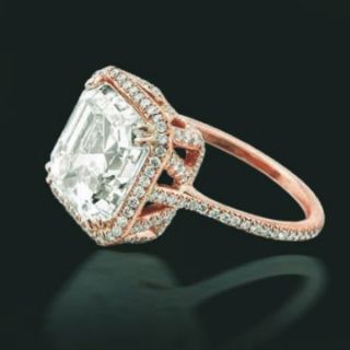 00ct Vintage Rose Gold Ascher Engagement Ring GIA