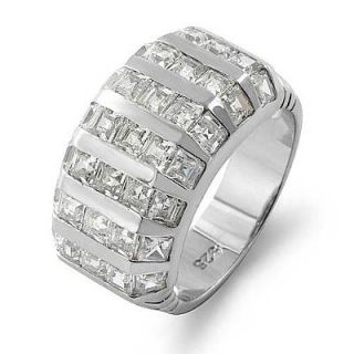asscher cut cz stone anniversary wedding band ring 925 sterling silver