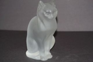 LALIQUE Crystal  Chat Assis Sitting Cat Figurine Sculpture #11603 