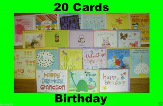 Lot (20) New Assorted Hallmark Birthday Greeting Cards Envelopes Kids 