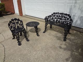   Iron Grape Pattern Garden Furniture Patio Chair Bench Antique